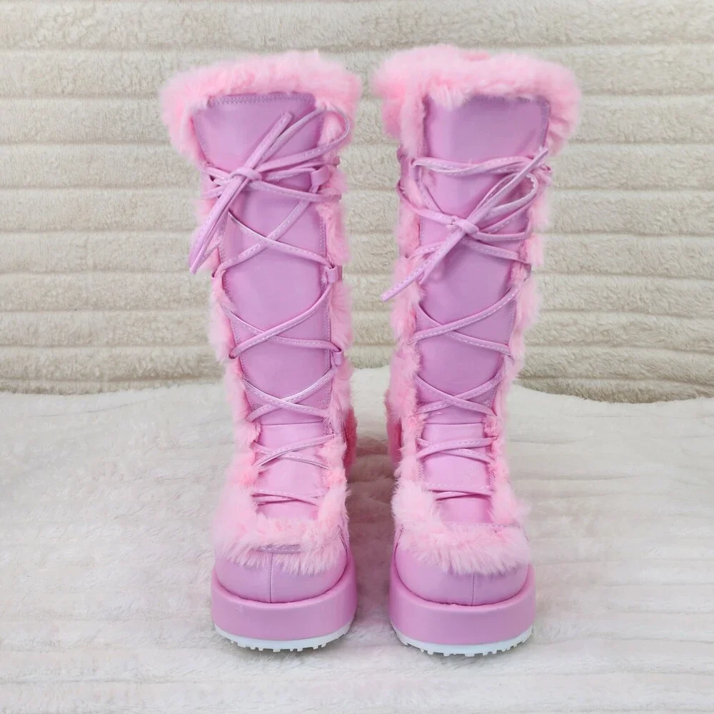 NIB DEMONIA Cubby 311 Stomper Baby Pink Platform Pastel Goth Punk Knee Boots NY - Picture 3 of 9